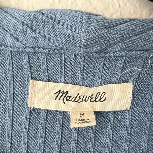 Madewell Blue Ribbed Button-Up Top - Picture 3 of 6